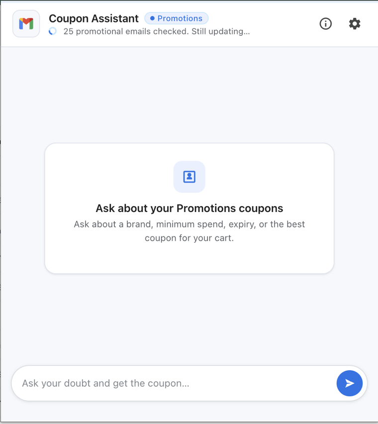 Inbox Coupon Assistant — Scans Promotions in the background